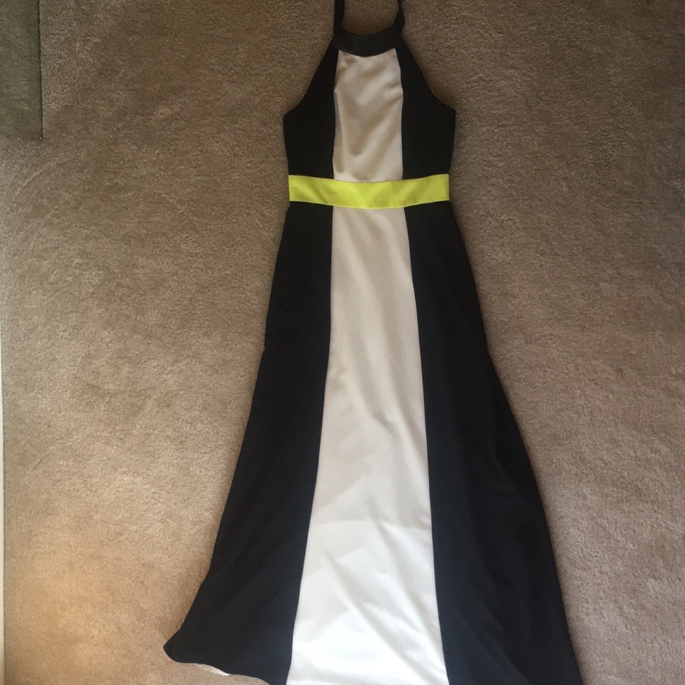 Designer Vince Camuto Modern Leather Halter Dress